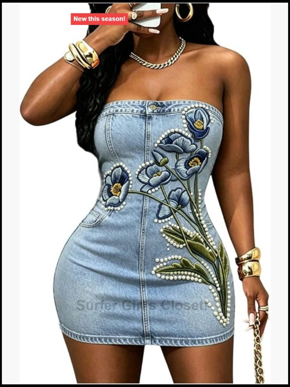 Women's Floral Strapless Bodycon Mini Dress